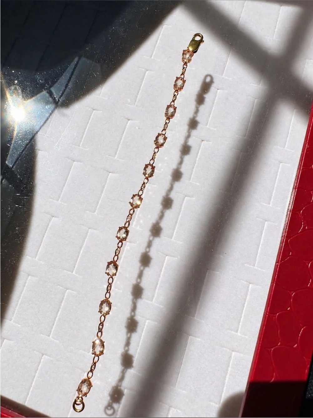 10K Rose Gold Peach Morganite Tennis Bracelet 14K Lobster Clasp